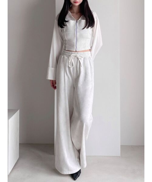 RESEXXY（リゼクシー）の「スウェットビスチェドッキングシャツ【セットアップ着用可能】（シャツ/ブラウス・レディース・チャコールグレー/ブラック/アイボリー・FREE）」の17枚目の写真