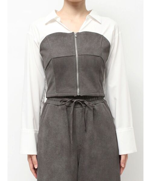 RESEXXY（リゼクシー）の「スウェットビスチェドッキングシャツ【セットアップ着用可能】（シャツ/ブラウス・レディース・チャコールグレー/ブラック/アイボリー・FREE）」の19枚目の写真