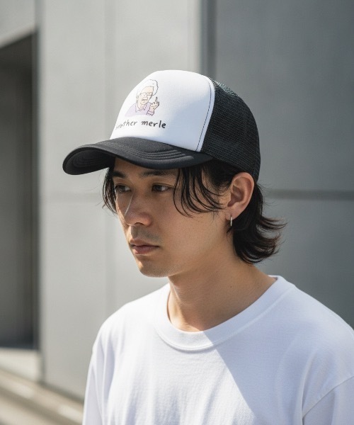 THRASHER(スラッシャー)の「Graphic Print Betty MESH CAP/グラフィックプリント メッシュキャップ トラッカーハット ストリート Y2K レトロ ユニセックス 帽子(キャップ・メンズ・トリコロール/ブラック×ホワイト/ブラック/オリーブ/ブラウン・FREE)」の3枚目の写真