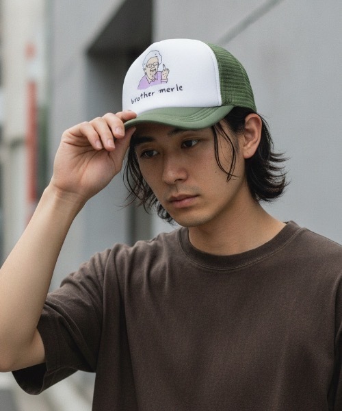 THRASHER(スラッシャー)の「Graphic Print Betty MESH CAP/グラフィックプリント メッシュキャップ トラッカーハット ストリート Y2K レトロ ユニセックス 帽子(キャップ・メンズ・トリコロール/ブラック×ホワイト/ブラック/オリーブ/ブラウン・FREE)」の5枚目の写真