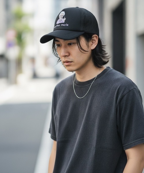 THRASHER(スラッシャー)の「Graphic Print Betty MESH CAP/グラフィックプリント メッシュキャップ トラッカーハット ストリート Y2K レトロ ユニセックス 帽子(キャップ・メンズ・トリコロール/ブラック×ホワイト/ブラック/オリーブ/ブラウン・FREE)」の7枚目の写真