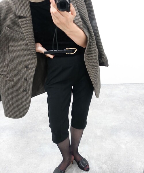 NOLLEY’S（ノーリーズ）の「【MAQWEL/マクウェル】ウォッシャブルカプリジョーゼットパンツ（その他パンツ・レディース・ブラック・FREE）」の3枚目の写真
