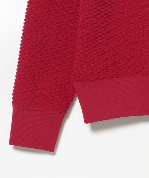 BEAMS GOLF(ビームスゴルフ)の「▲PURPLE LABEL / スフィダンテ パイル モックネックニット(バーガンディ)(ニット/セーター・メンズ・レッド系その他7・XL/L/M/S)」の2枚目の写真