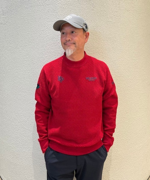 BEAMS GOLF(ビームスゴルフ)の「▲PURPLE LABEL / スフィダンテ パイル モックネックニット(バーガンディ)(ニット/セーター・メンズ・レッド系その他7・XL/L/M/S)」の8枚目の写真