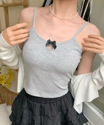 フロント リボン カットアウト カップ付き キャミソール