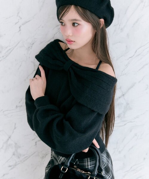 セール】リボンオフショルニット（ニット/セーター）｜OLIVE des OLIVE