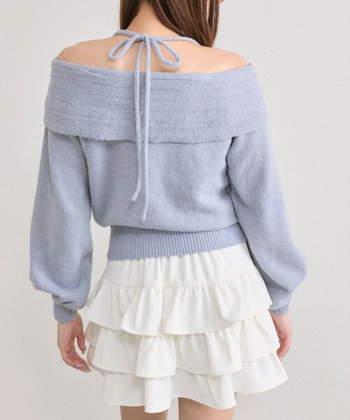 OLIVE des OLIVE（オリーブデオリーブ）の「リボンオフショルニット（ニット/セーター・レディース・ブラック/オフホワイト/サックスブルー・FREE）」の13枚目の写真