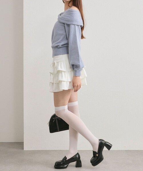 OLIVE des OLIVE（オリーブデオリーブ）の「リボンオフショルニット（ニット/セーター・レディース・ブラック/オフホワイト/サックスブルー・FREE）」の15枚目の写真