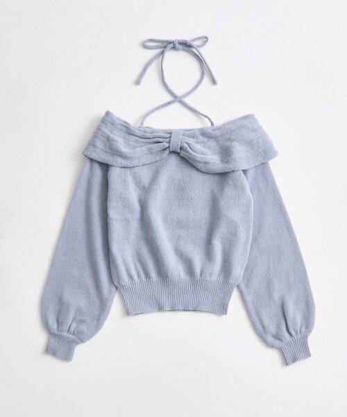 OLIVE des OLIVE（オリーブデオリーブ）の「リボンオフショルニット（ニット/セーター・レディース・ブラック/オフホワイト/サックスブルー・FREE）」の16枚目の写真