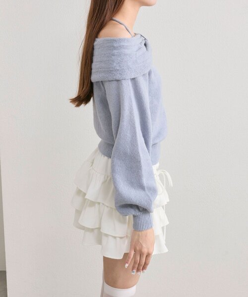 OLIVE des OLIVE（オリーブデオリーブ）の「リボンオフショルニット（ニット/セーター・レディース・ブラック/オフホワイト/サックスブルー・FREE）」の18枚目の写真