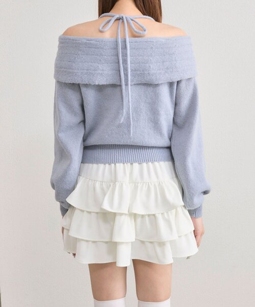 OLIVE des OLIVE（オリーブデオリーブ）の「リボンオフショルニット（ニット/セーター・レディース・ブラック/オフホワイト/サックスブルー・FREE）」の19枚目の写真