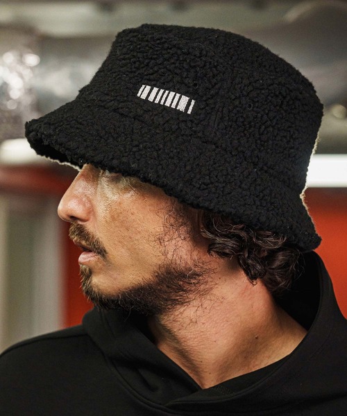 mko13109-Barcode Embroidery Boa Hat ボアハット(F25F310)（ハット