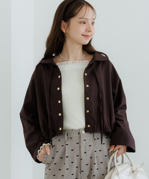 flower(フラワー)の「コンパクトウォームジャケット(ブルゾン・レディース・ブラウン/アイボリー・FREE)」の2枚目の写真