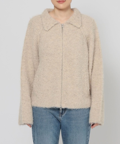 LOWRYS FARM（ローリーズファーム）の「フェザーニットブルゾン  591519（ブルゾン・レディース・ブラウン/チャコールグレー/アイボリー・FREE）」の4枚目の写真