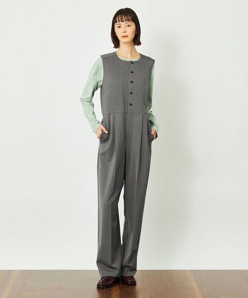 MACKINTOSH PHILOSOPHY(マッキントッシュ フィロソフィー)の「GREY LABEL ノーカラージャンプスーツ(サロペット/オーバーオール・レディース・ダークネイビー/チャコールグレー・1/2)」の2枚目の写真