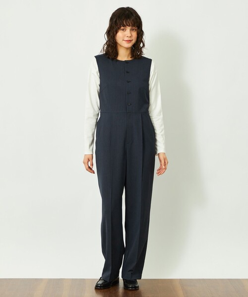 MACKINTOSH PHILOSOPHY(マッキントッシュ フィロソフィー)の「GREY LABEL ノーカラージャンプスーツ(サロペット/オーバーオール・レディース・ダークネイビー/チャコールグレー・1/2)」の1枚目の写真