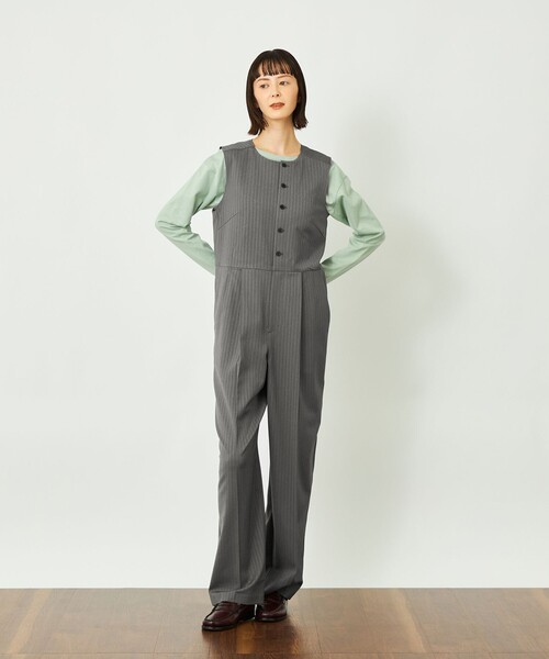 MACKINTOSH PHILOSOPHY(マッキントッシュ フィロソフィー)の「GREY LABEL ノーカラージャンプスーツ(サロペット/オーバーオール・レディース・ダークネイビー/チャコールグレー・1/2)」の3枚目の写真