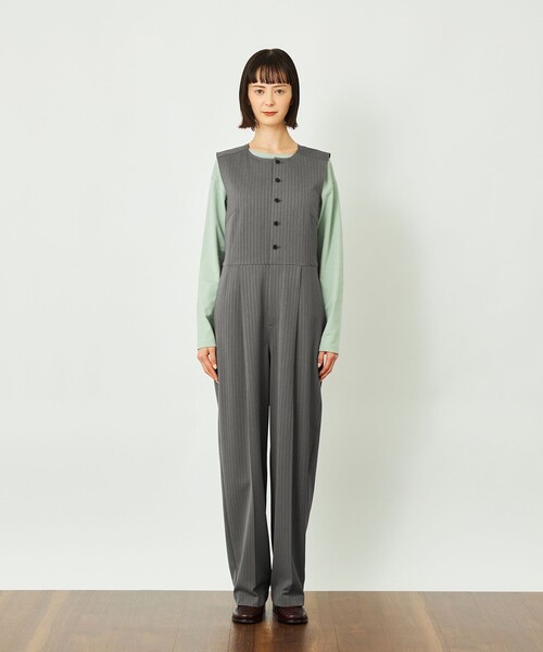 MACKINTOSH PHILOSOPHY(マッキントッシュ フィロソフィー)の「GREY LABEL ノーカラージャンプスーツ(サロペット/オーバーオール・レディース・ダークネイビー/チャコールグレー・1/2)」の6枚目の写真