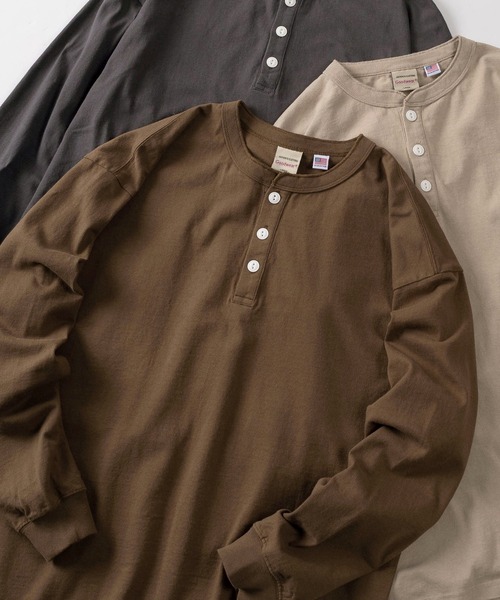 Goodwear(グッドウェア)の「【75】【Goodwear/グッドウェア】 ヘビーウェイト USAコットン ヘンリーネック長袖Tシャツ/ロンT/レギュラーシルエット(Tシャツ/カットソー・メンズ・ダークグレー/ダークブルー/ネイビー/ベージュ/ホワイト/ピンク/グリーン/ブラウン/チャコールグレー/グレー/ブラック/カーキ・S/M/L/XL)」の7枚目の写真