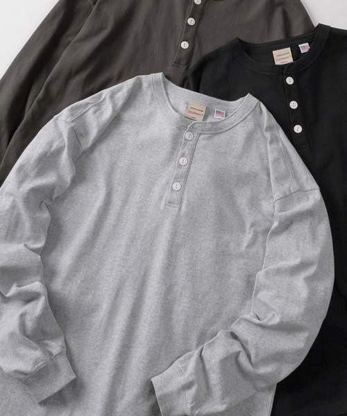 Goodwear(グッドウェア)の「【75】【Goodwear/グッドウェア】 ヘビーウェイト USAコットン ヘンリーネック長袖Tシャツ/ロンT/レギュラーシルエット(Tシャツ/カットソー・メンズ・ダークグレー/ダークブルー/ネイビー/ベージュ/ホワイト/ピンク/グリーン/ブラウン/チャコールグレー/グレー/ブラック/カーキ・S/M/L/XL)」の5枚目の写真