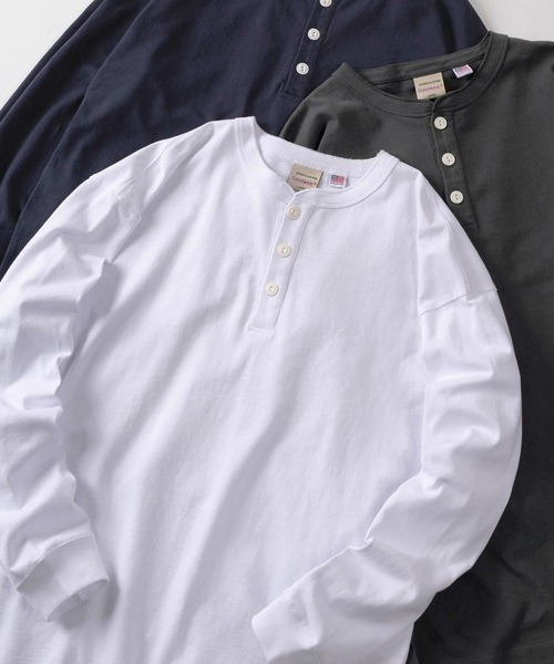 Goodwear(グッドウェア)の「【75】【Goodwear/グッドウェア】 ヘビーウェイト USAコットン ヘンリーネック長袖Tシャツ/ロンT/レギュラーシルエット(Tシャツ/カットソー・メンズ・ダークグレー/ダークブルー/ネイビー/ベージュ/ホワイト/ピンク/グリーン/ブラウン/チャコールグレー/グレー/ブラック/カーキ・S/M/L/XL)」の2枚目の写真