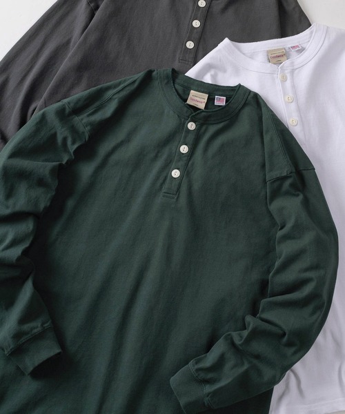 Goodwear(グッドウェア)の「【75】【Goodwear/グッドウェア】 ヘビーウェイト USAコットン ヘンリーネック長袖Tシャツ/ロンT/レギュラーシルエット(Tシャツ/カットソー・メンズ・ダークグレー/ダークブルー/ネイビー/ベージュ/ホワイト/ピンク/グリーン/ブラウン/チャコールグレー/グレー/ブラック/カーキ・S/M/L/XL)」の9枚目の写真