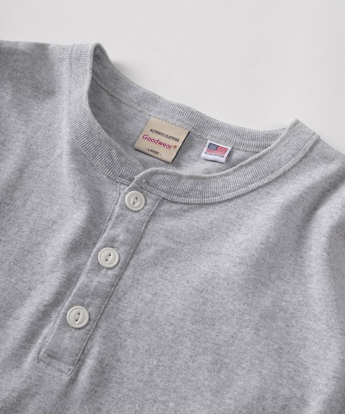 Goodwear(グッドウェア)の「【75】【Goodwear/グッドウェア】 ヘビーウェイト USAコットン ヘンリーネック長袖Tシャツ/ロンT/レギュラーシルエット(Tシャツ/カットソー・メンズ・ダークグレー/ダークブルー/ネイビー/ベージュ/ホワイト/ピンク/グリーン/ブラウン/チャコールグレー/グレー/ブラック/カーキ・S/M/L/XL)」の15枚目の写真