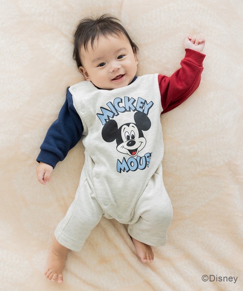 セール】〈ディズニー〉ミッキーマウス/裏毛カバーオール（ロンパース