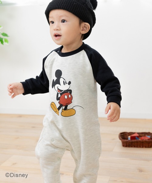 Disney(ディズニー)の「〈ディズニー〉ミッキーマウス/裏毛カバーオール(ロンパース・キッズ・オートミール/クリーム/ブラック・60cm/70cm/80cm)」の2枚目の写真