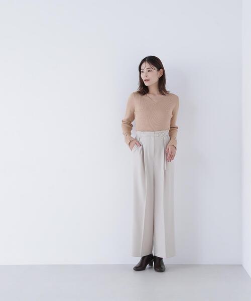 NATURAL BEAUTY BASIC（ナチュラルビューティーベーシック）の「◇ダブルベルトワイドパンツⅡ（その他パンツ・レディース・ダークブラウン/ベージュ/グレー・SMALL/MEDIUM/P/S）」の9枚目の写真