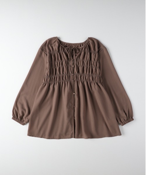 Right-on（ライトオン）の「【HONEYSUCKLE ROSE】シャーリングブラウス（シャツ/ブラウス・レディース・ブラウン/ダークグレー/キナリ・L/M）」の3枚目の写真