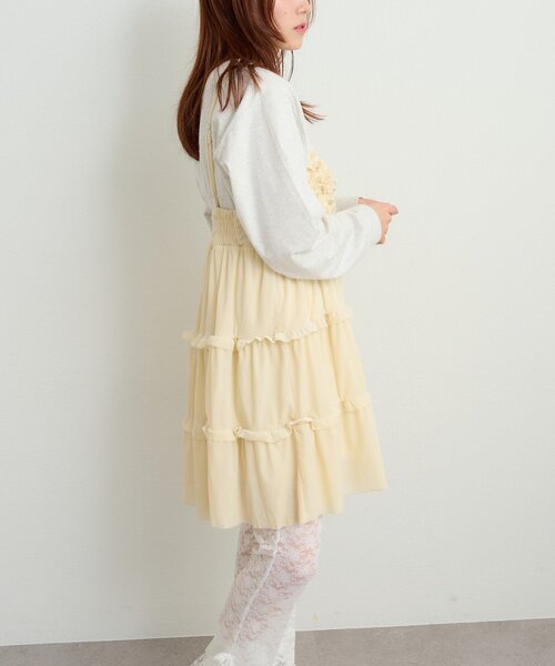 w closet（ダブルクローゼット）の「ベロアフリルキャミワンピース（ワンピース・レディース・アイボリー/ブラック/チャコールグレー/ブラウン・FREE）」の5枚目の写真