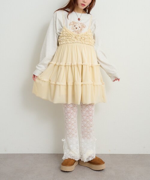 セール】ベロアフリルキャミワンピース（ワンピース）｜w closet