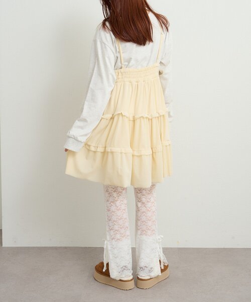 w closet（ダブルクローゼット）の「ベロアフリルキャミワンピース（ワンピース・レディース・アイボリー/ブラック/チャコールグレー/ブラウン・FREE）」の12枚目の写真