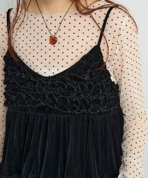 w closet（ダブルクローゼット）の「ベロアフリルキャミワンピース（ワンピース・レディース・アイボリー/ブラック/チャコールグレー/ブラウン・FREE）」の20枚目の写真