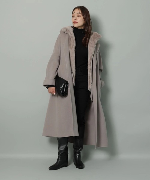 新品未使用　アルページュストーリー ミドル丈テーラーリバーコート　モカ　Sサイズ 新品未使用 アルページュストーリー ミドル丈テーラーリバーコート