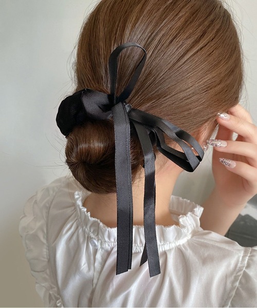 セール】ホワイトリボンヘアゴム/ヘアアクセ（RO）（ヘアゴム