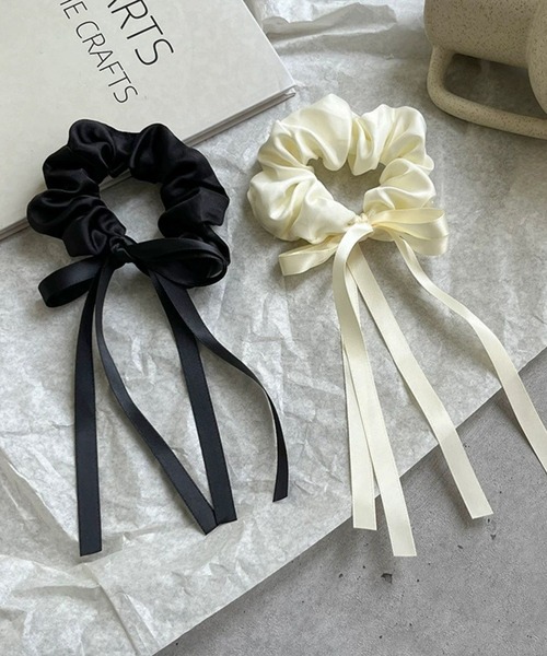 No.23リボンヘアゴム☆ハンドメイド☆ホワイトウールエッジ☆ベージュ系 No.23リボンヘアゴム☆ハンドメイド☆ホワイトウールエッジ☆ベージュ系