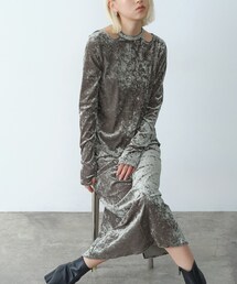 CODE A | 【Re】neck point velour dress(ワンピース)