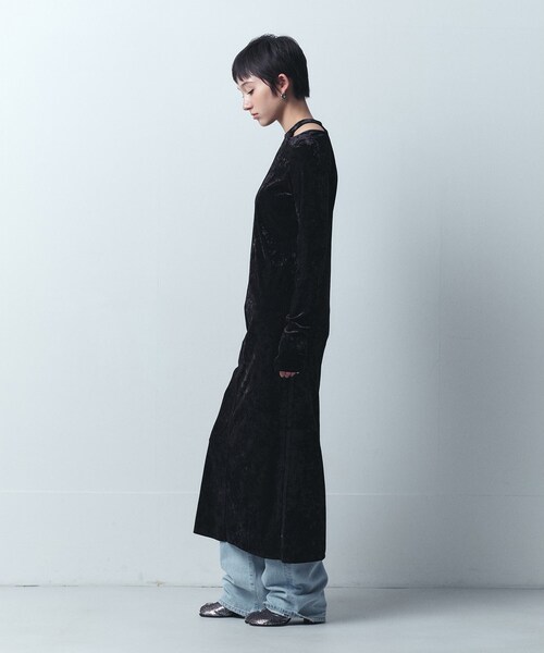 CODE A(コードエー)の「【Re】neck point velour dress(ワンピース・レディース・ブラック/ライトグレー・00)」の8枚目の写真