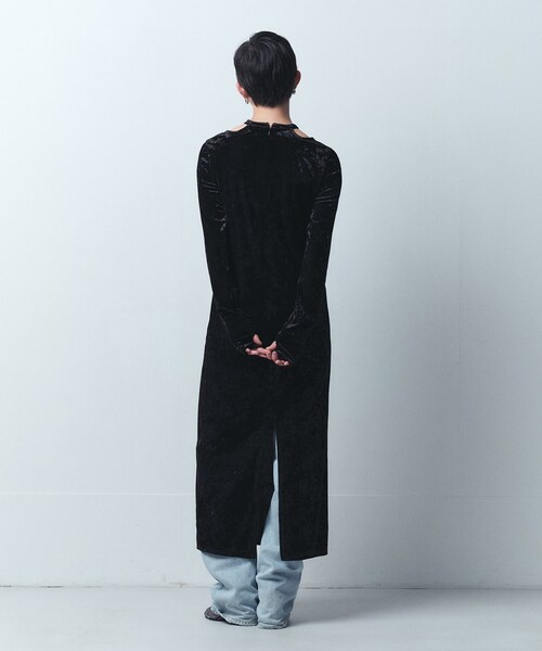 CODE A(コードエー)の「【Re】neck point velour dress(ワンピース・レディース・ブラック/ライトグレー・00)」の9枚目の写真