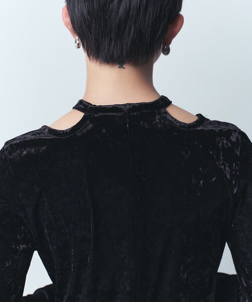 CODE A(コードエー)の「【Re】neck point velour dress(ワンピース・レディース・ブラック/ライトグレー・00)」の10枚目の写真
