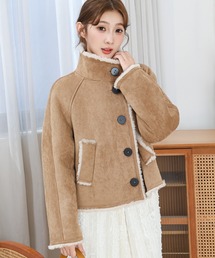 Anely（アネリー）の「配色 ボア コンパクト ボタン ジャケット（その他アウター）」