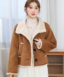 Anely（アネリー）の「配色 ボア コンパクト ボタン ジャケット（その他アウター）」