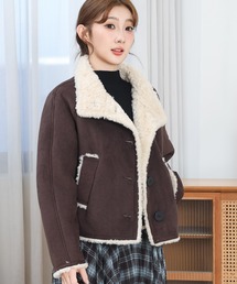 Anely（アネリー）の「配色 ボア コンパクト ボタン ジャケット（その他アウター）」