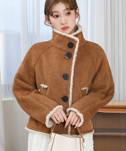 Anely（アネリー）の「配色 ボア コンパクト ボタン ジャケット（その他アウター・レディース・ベージュ/ブラウン/キャメル・FREE）」の20枚目の写真
