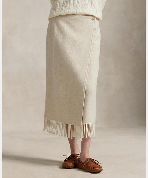 『 RALPH LAUREN』 ラルフローレン ボヘミアン フリンジスカート フリンジ ヘリンボーン ラップ スカート（スカート）｜POLO RALPH