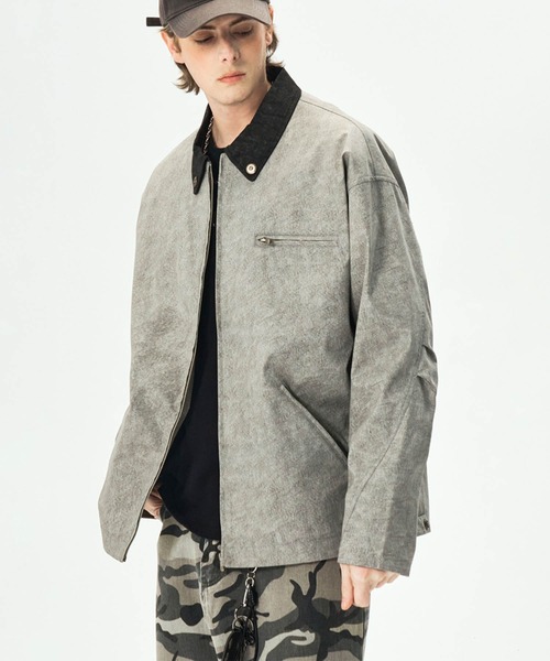 aimoha（アイモハ）の「ワークコットンジャケット/work cotton jacket（ミリタリージャケット・メンズ・ベージュ/グレー・MEDIUM/LARGE）」の5枚目の写真