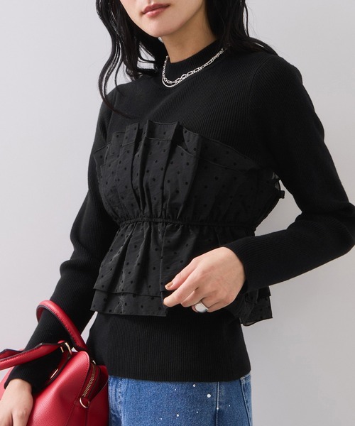 VIS(ビス)の「ビスチェドッキングニットプルオーバー/セットアップ対応(ニット/セーター・レディース・ホワイト系その他5/ベージュ系その他2/チャコールグレー/ブラック/ホワイト系その他6・FREE)」の10枚目の写真