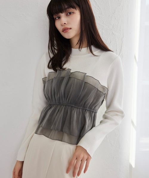 VIS(ビス)の「ビスチェドッキングニットプルオーバー/セットアップ対応(ニット/セーター・レディース・ホワイト系その他5/ベージュ系その他2/チャコールグレー/ブラック/ホワイト系その他6・FREE)」の11枚目の写真